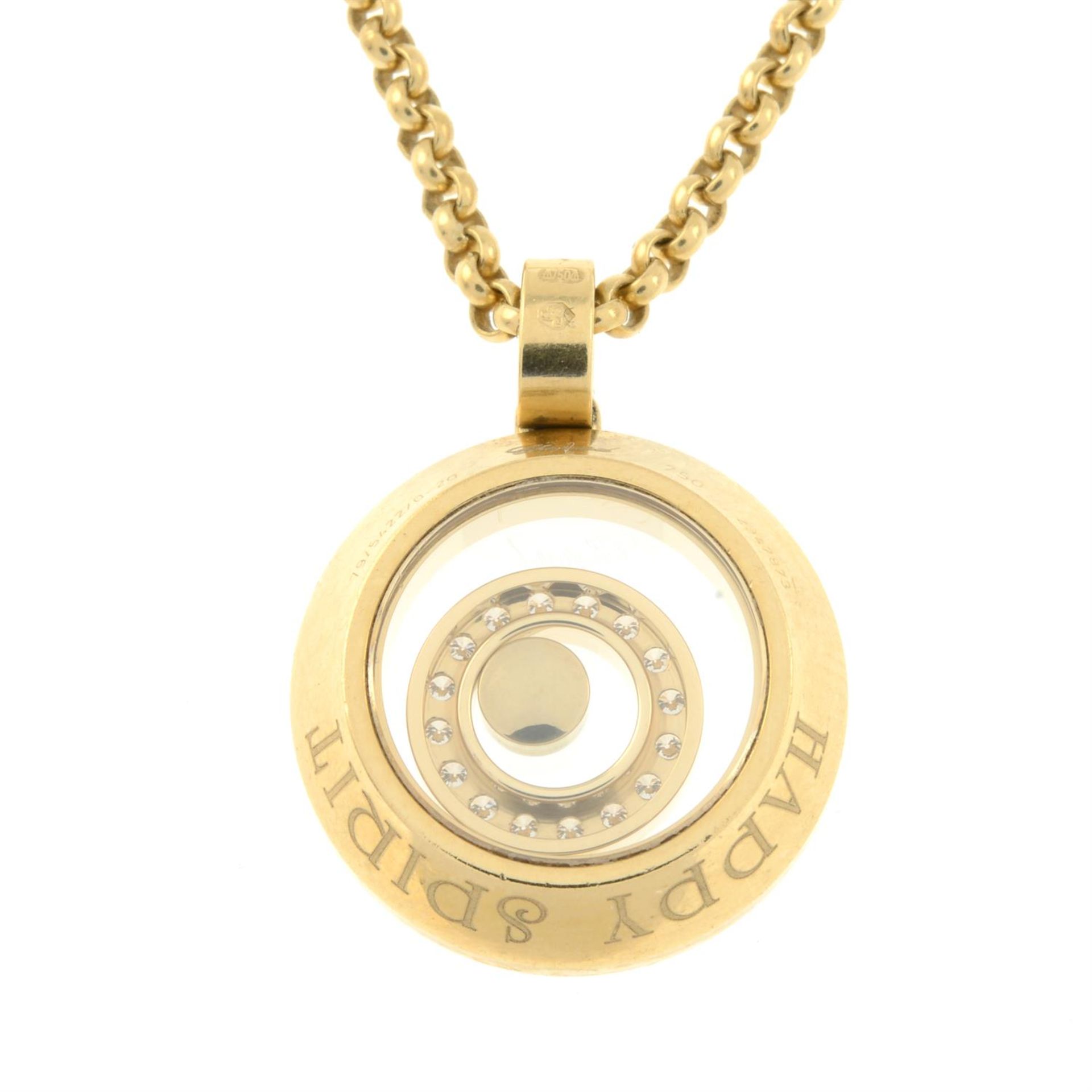 An 18ct gold brilliant-cut diamond 'Happy Spirit' pendant, with chain, by Chopard. - Bild 3 aus 5