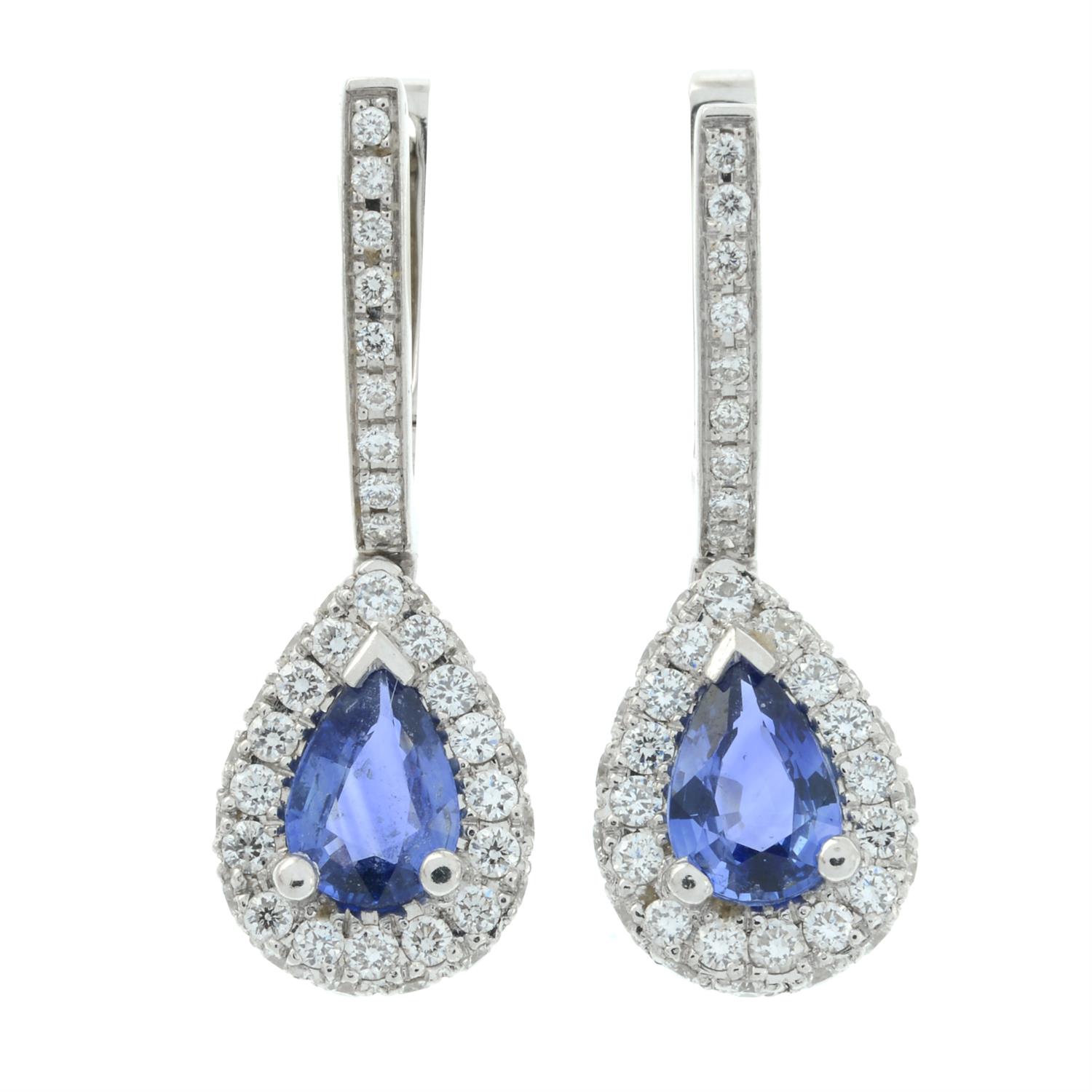 A pair of 18ct gold sapphire and brilliant-cut diamond earrings, by Mappin & Webb. - Image 2 of 4