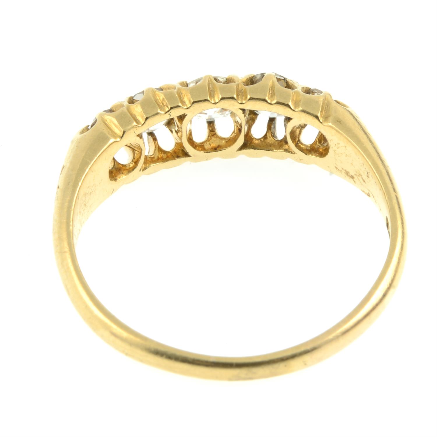 A late Victorian 18ct gold graduated old-cut diamond five-stone ring. - Image 4 of 5