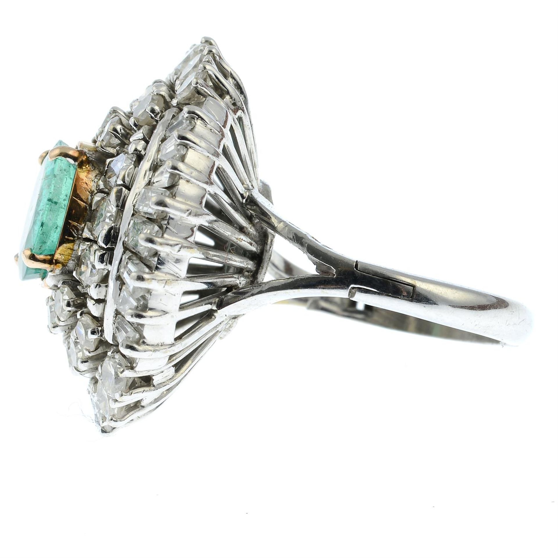 A mid 20th century 14ct gold emerald and vari-cut diamond cluster ring. - Image 2 of 7