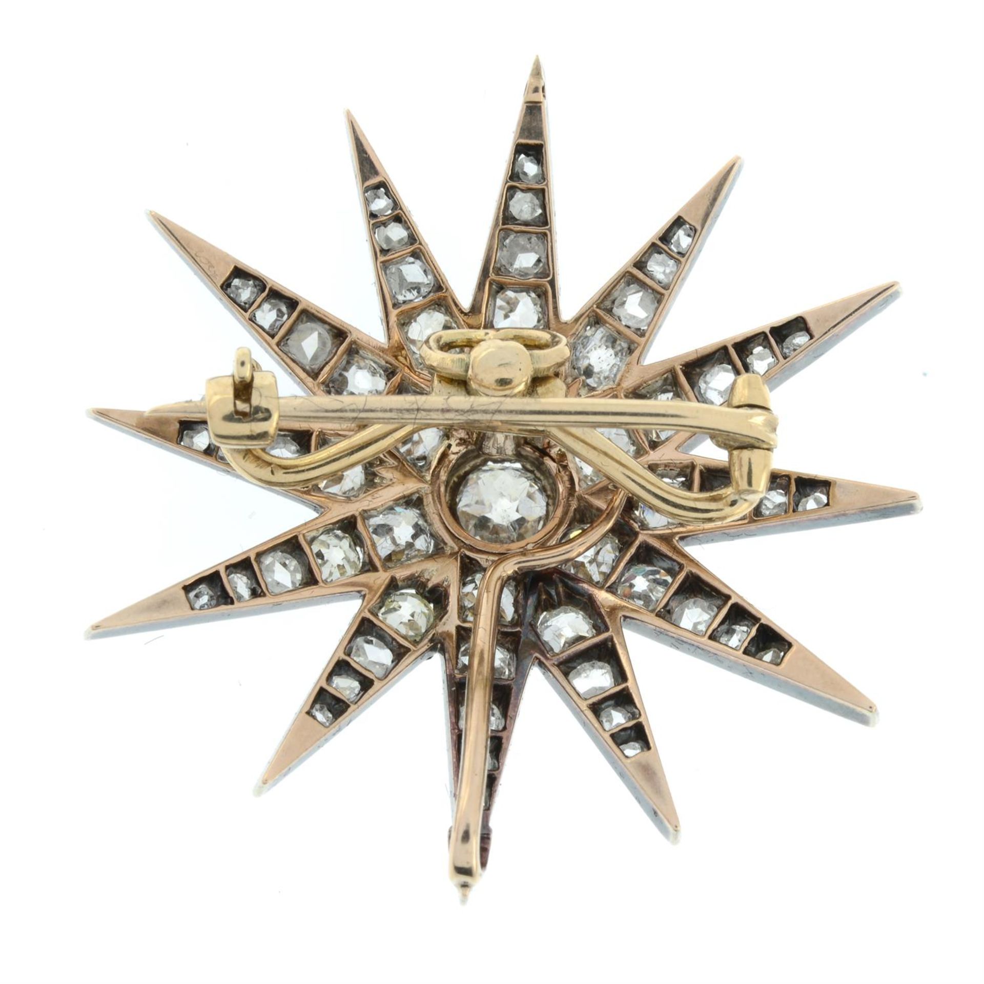 A late Victorian silver and gold old and rose-cut diamond star brooch. - Image 3 of 4