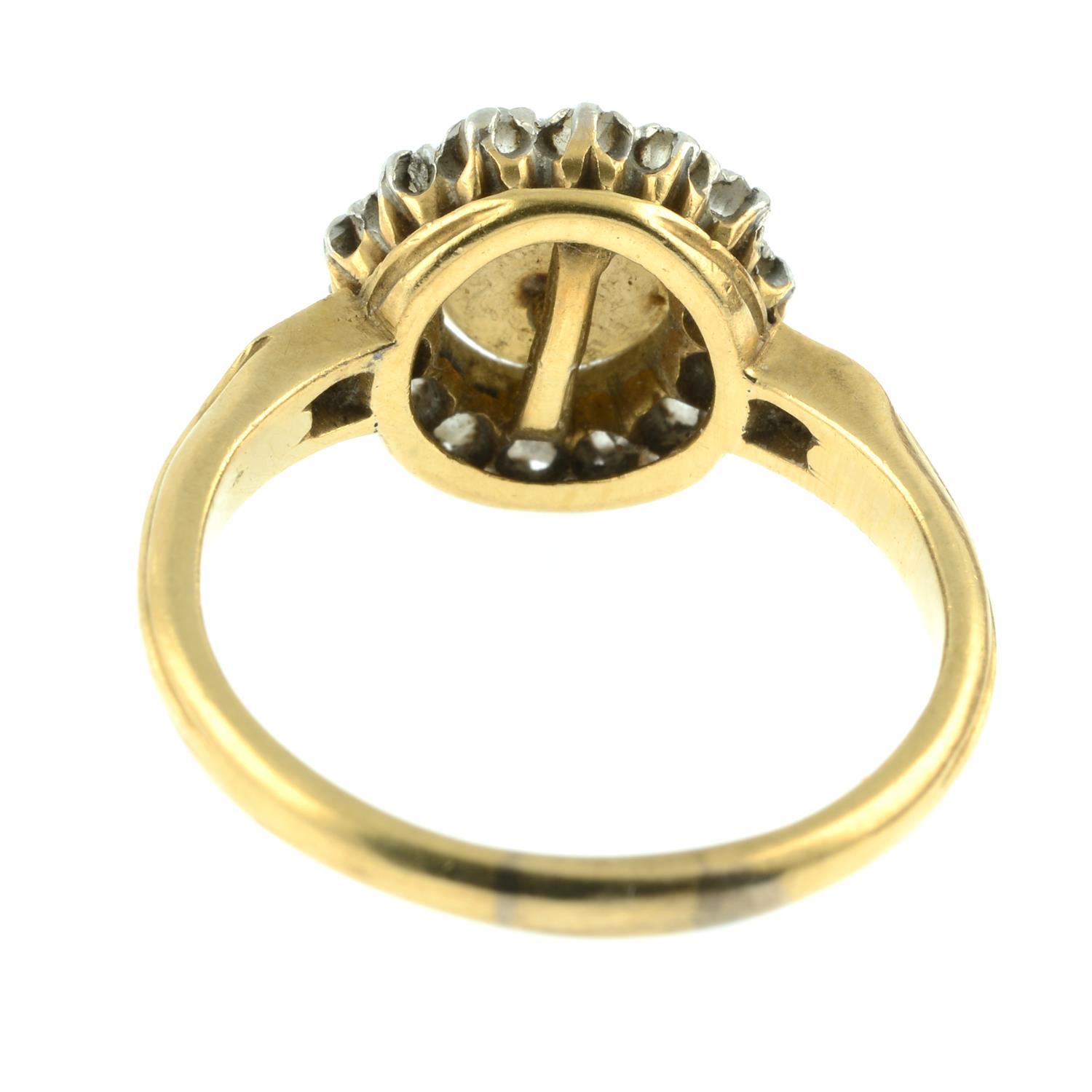 A late 19th century 18ct gold pearl and old-cut diamond cluster ring. - Image 4 of 5