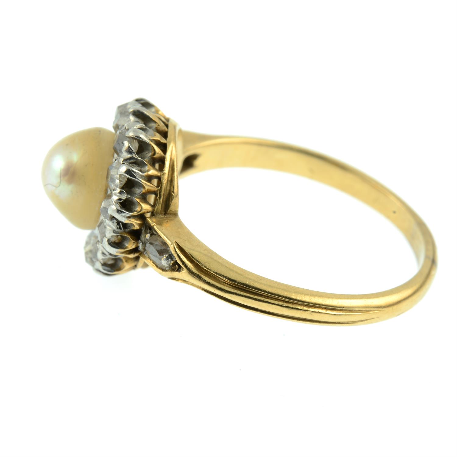 A late 19th century 18ct gold pearl and old-cut diamond cluster ring. - Image 3 of 5