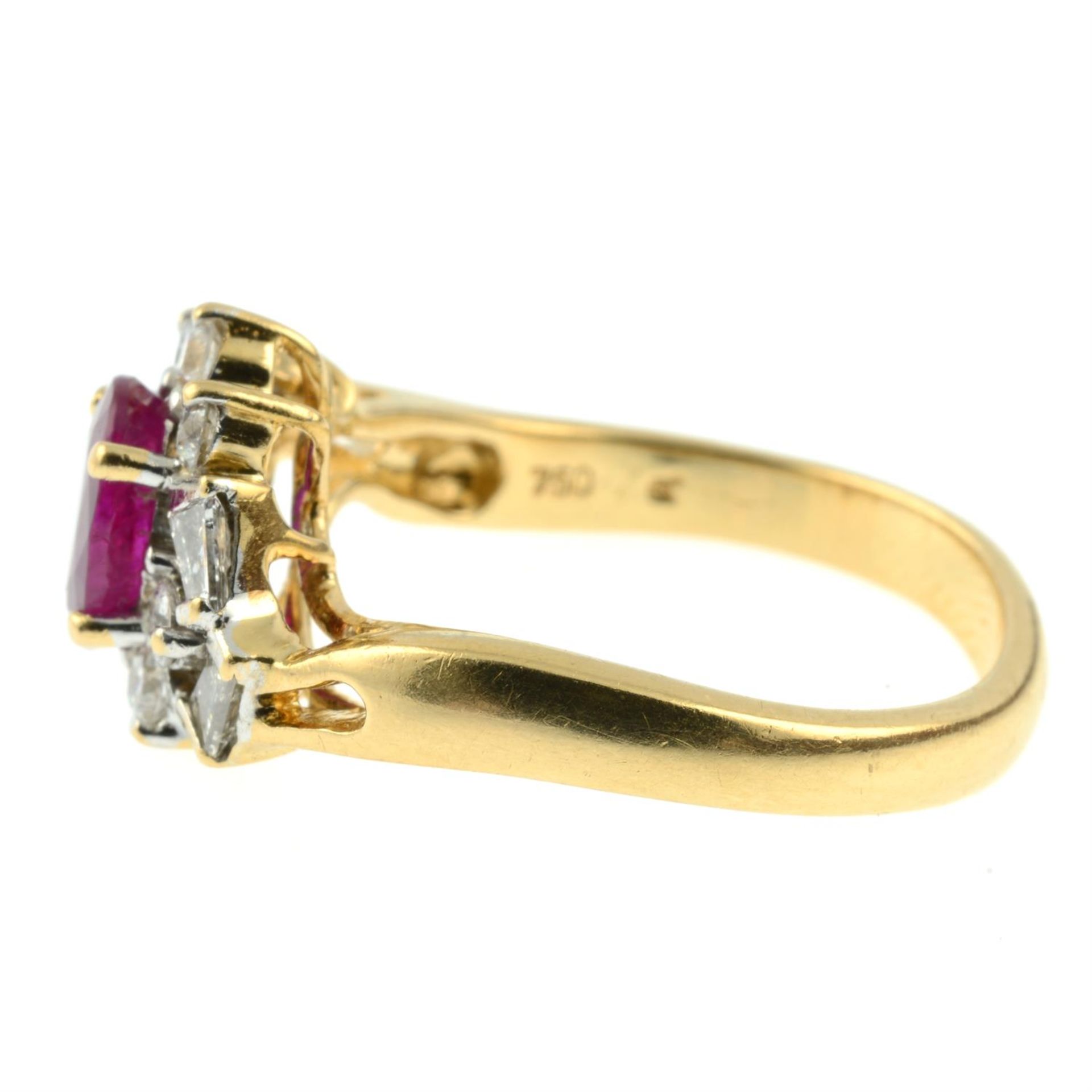 A ruby and vari-cut diamond cluster ring. - Image 3 of 5