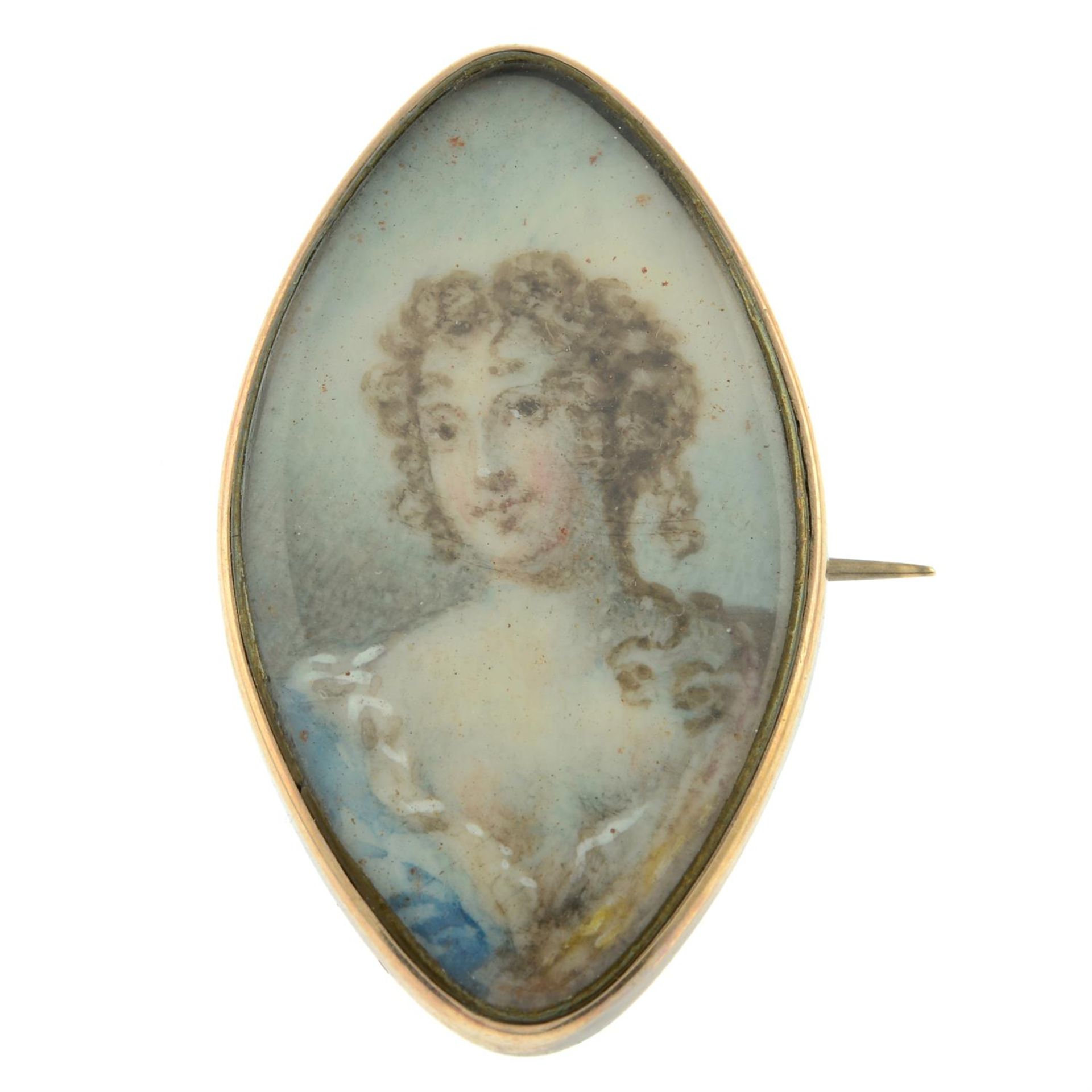 A Georgian gold portrait miniature brooch, depicting a woman. - Bild 2 aus 4
