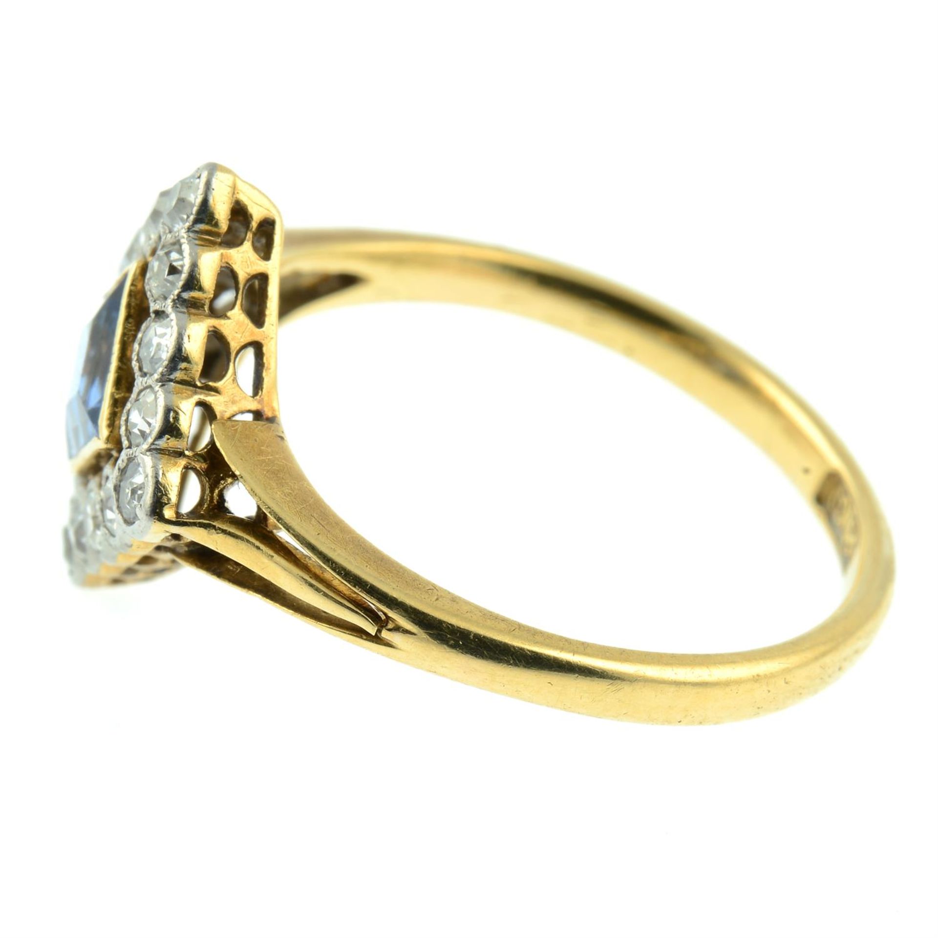 An Edwardian 18ct gold sapphire and old-cut diamond cluster ring. - Image 3 of 5