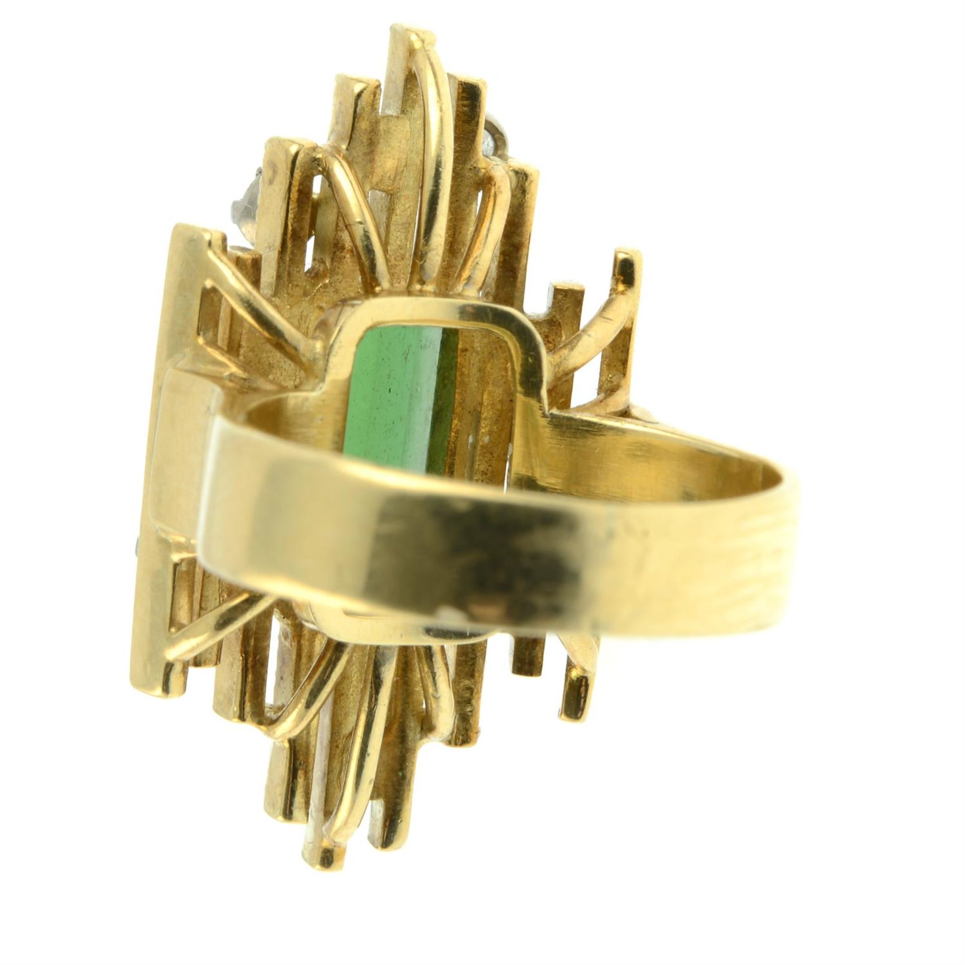 A 1970s 18ct gold green tourmaline and brilliant-cut diamond ring. - Image 4 of 5