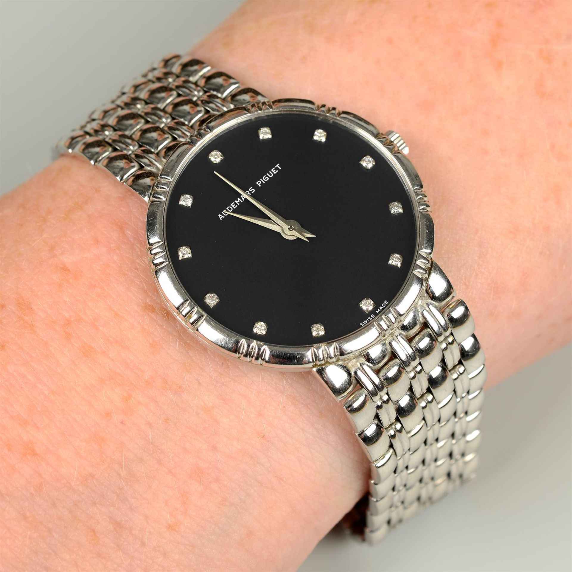 A gentleman's 18ct gold diamond dot dial wrist watch, by Audemars Piguet.