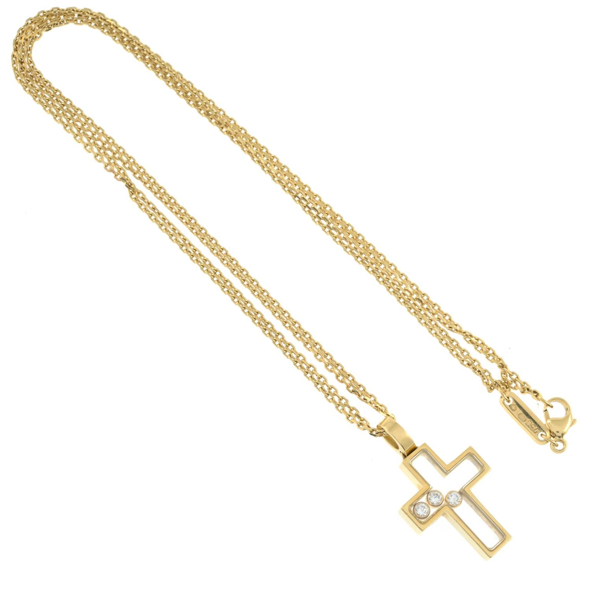 A 'Happy Diamonds' cross pendant, with 18ct gold chain, by Chopard. - Bild 4 aus 5