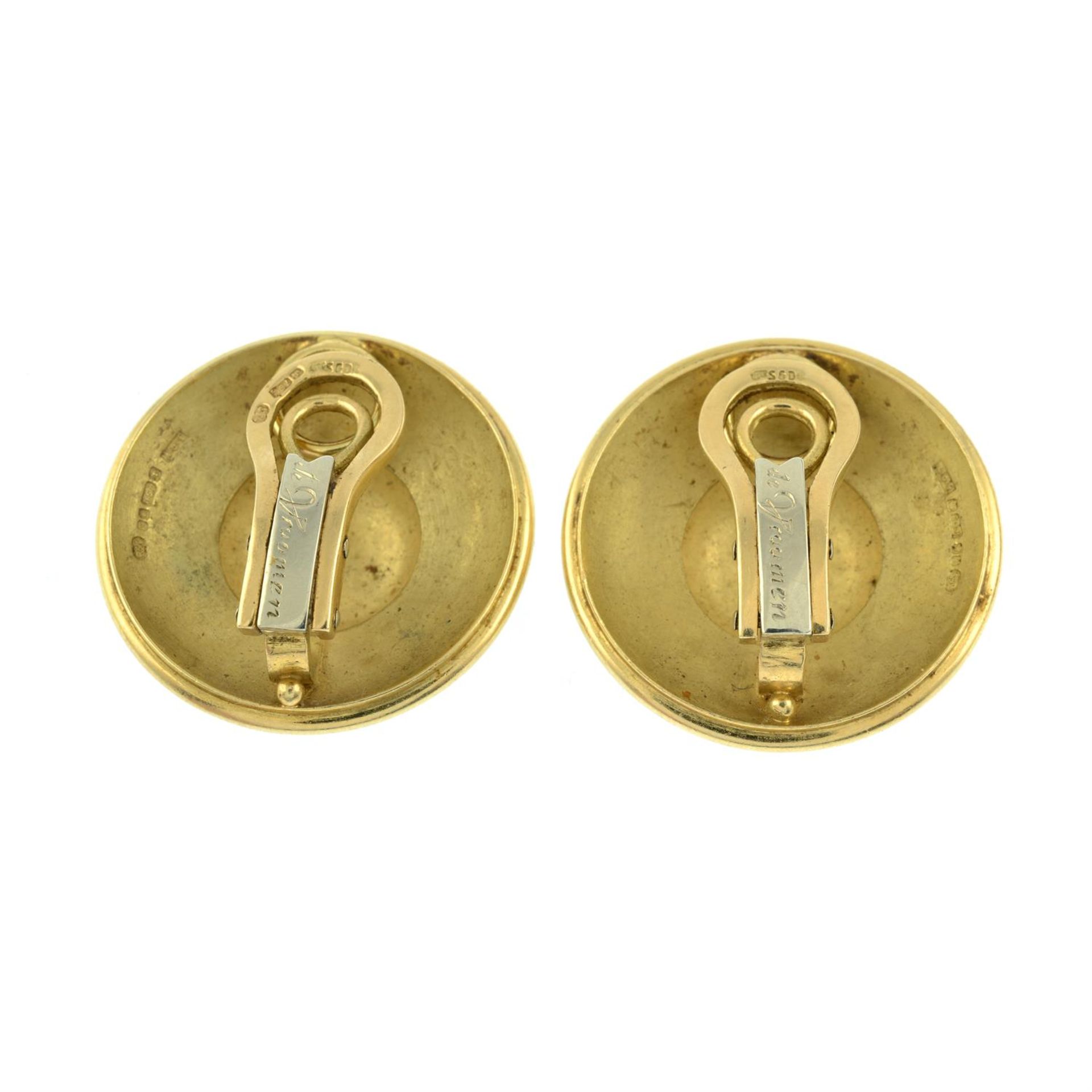 A pair of 18ct gold enamel earrings, by De Vroomen. - Image 3 of 3