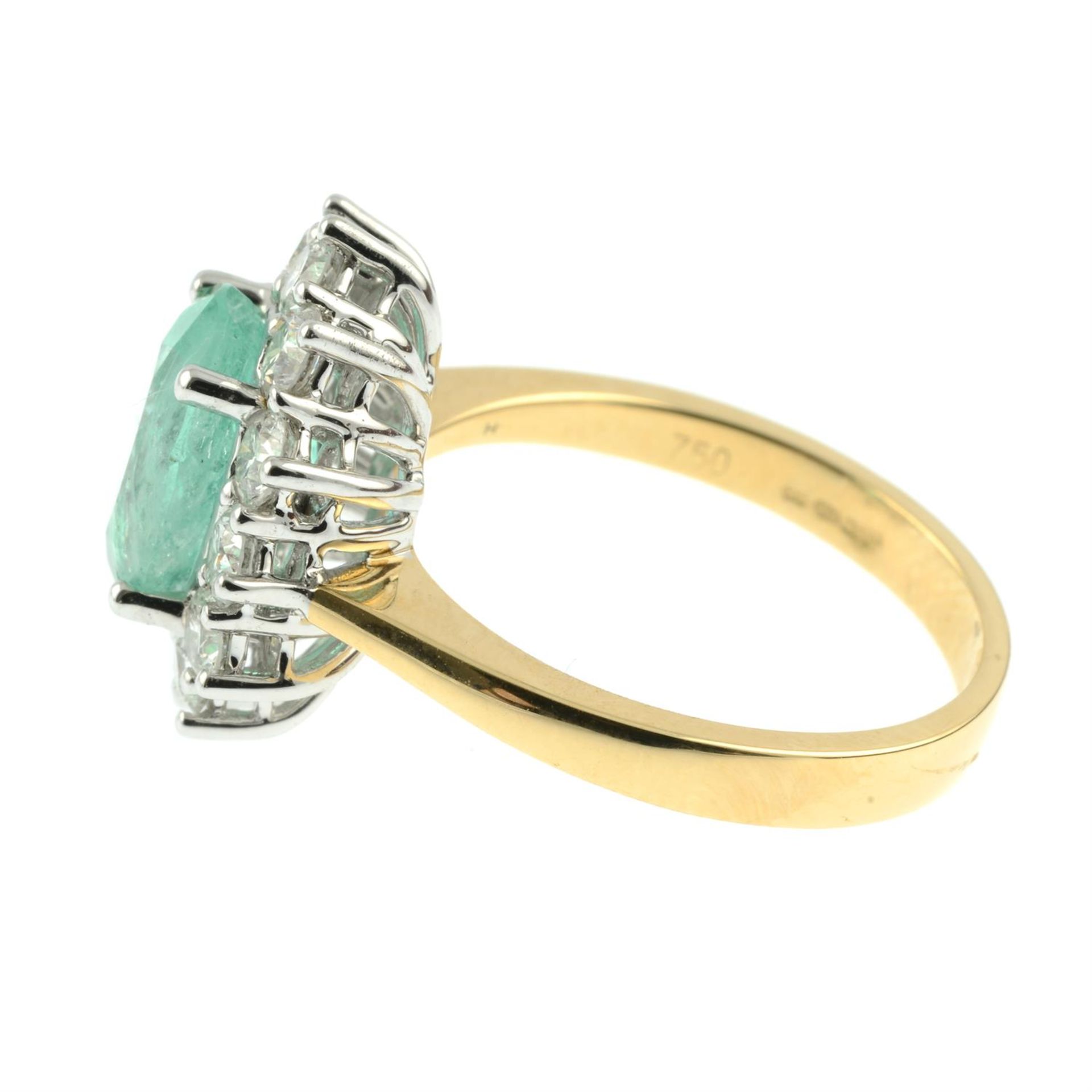 An 18ct gold emerald and brilliant-cut diamond cluster ring. - Image 3 of 5