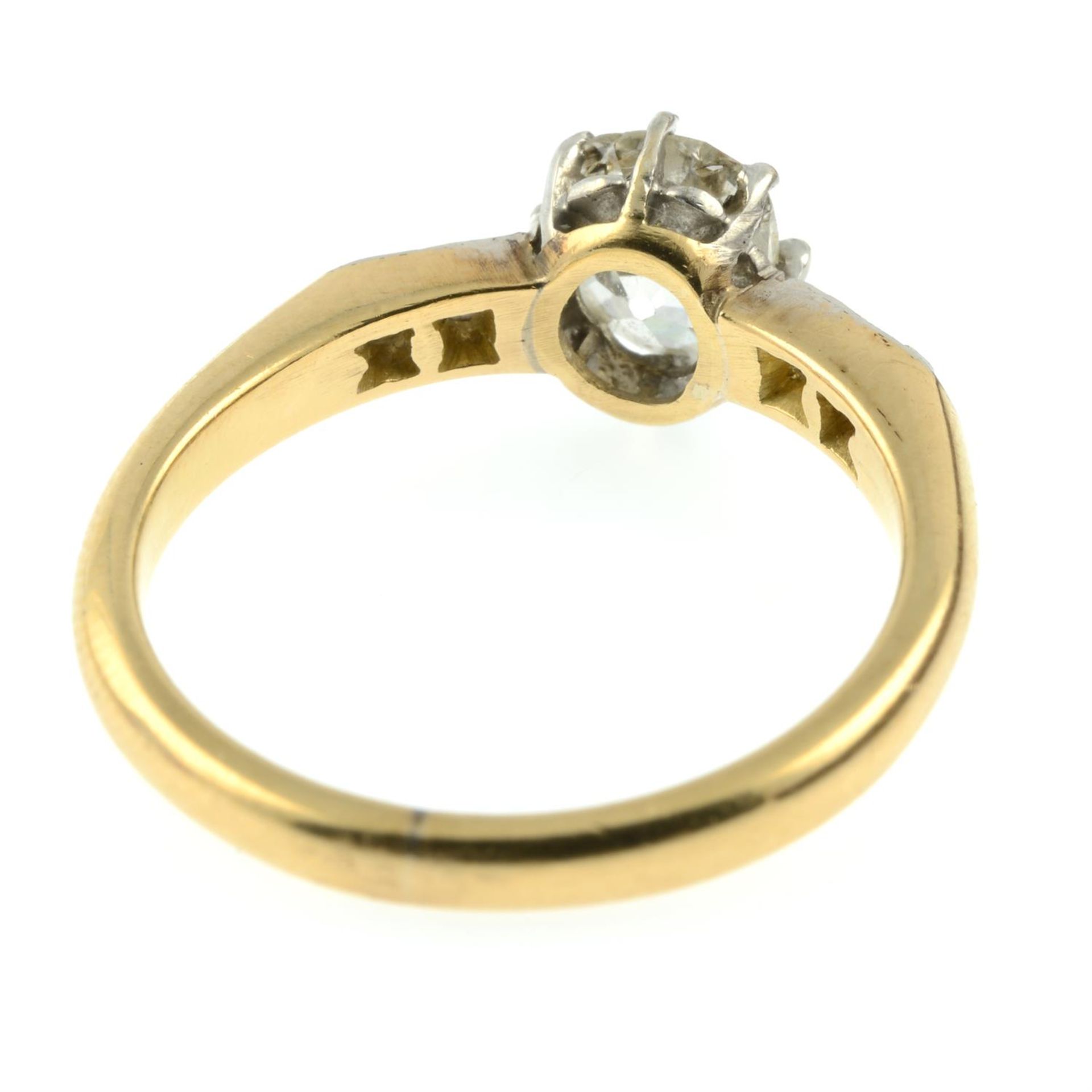 An early 20th century 18ct gold old-cut diamond single-stone ring, with vari-cut diamond shoulders. - Image 4 of 5