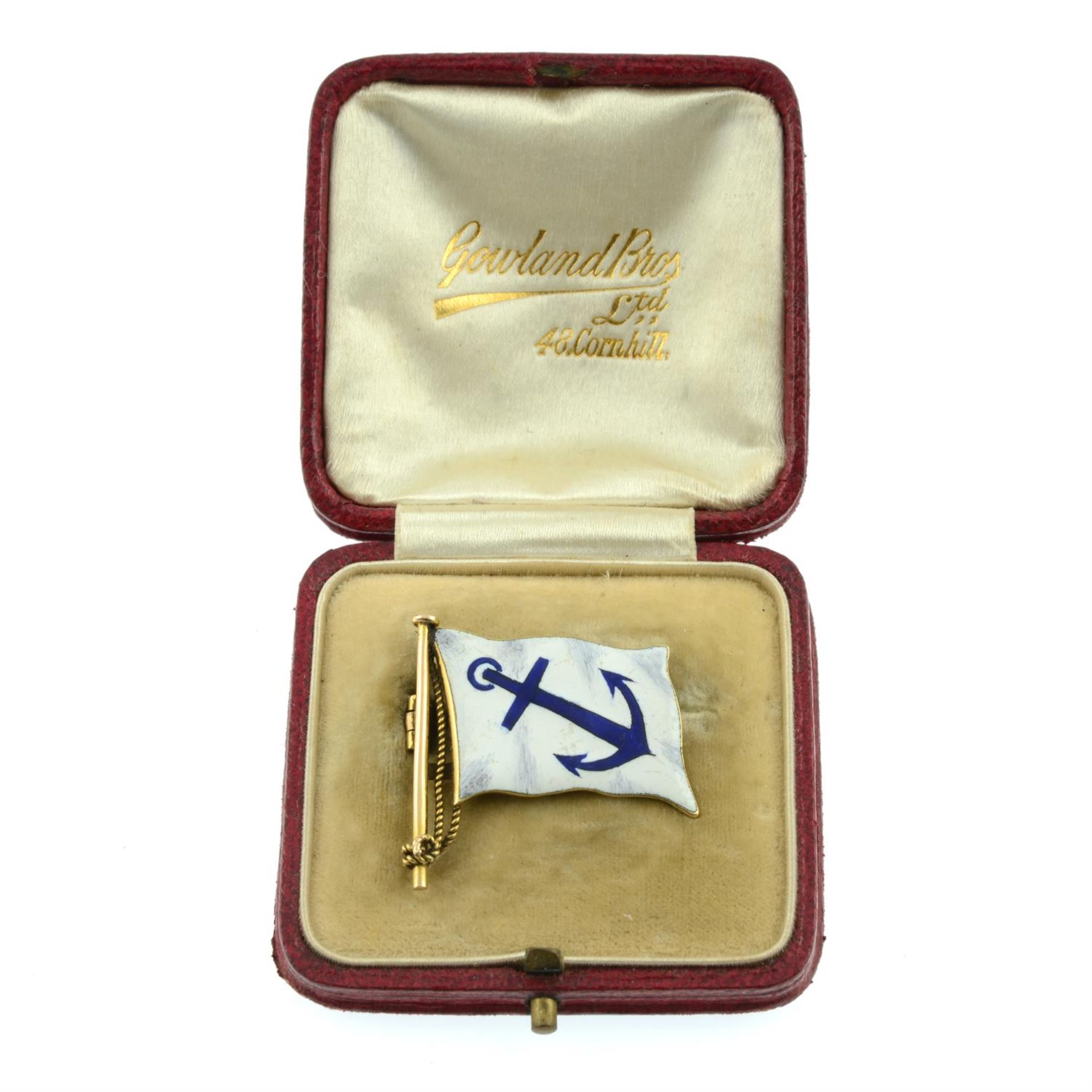 An early 20th century 15ct gold enamel anchor flag brooch. - Image 4 of 5