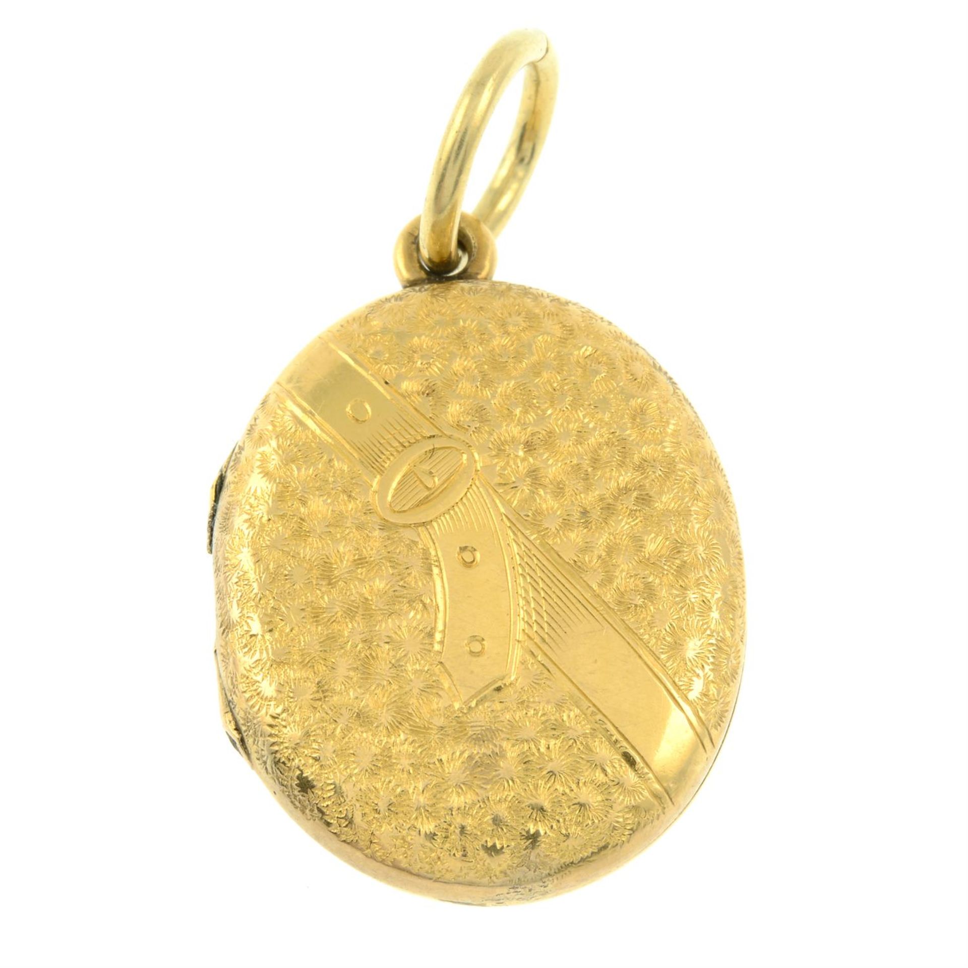 A late Victorian gold foliate and belt motif locket. - Image 2 of 5