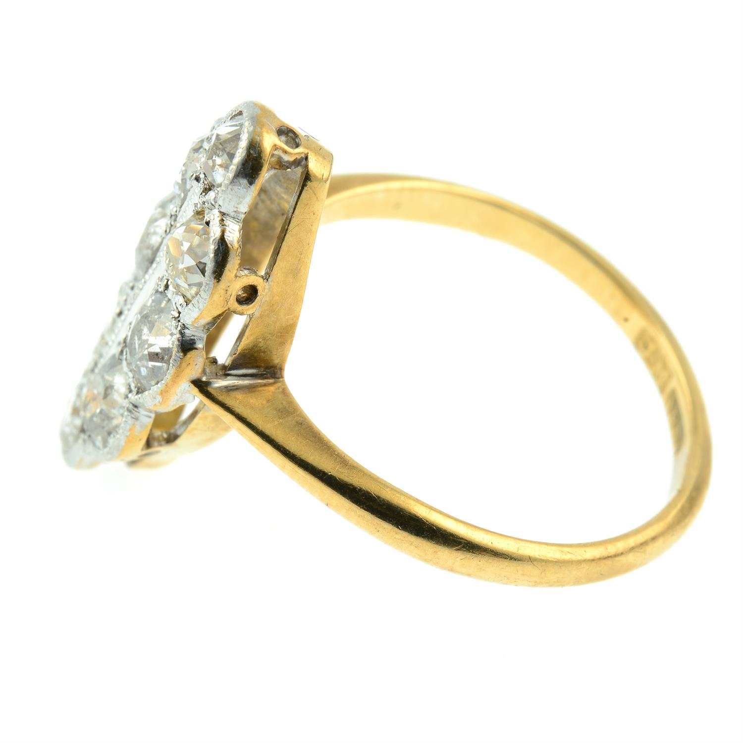 A late Victorian 18ct gold old-cut diamond scalloped marquise-shape ring. - Image 3 of 5