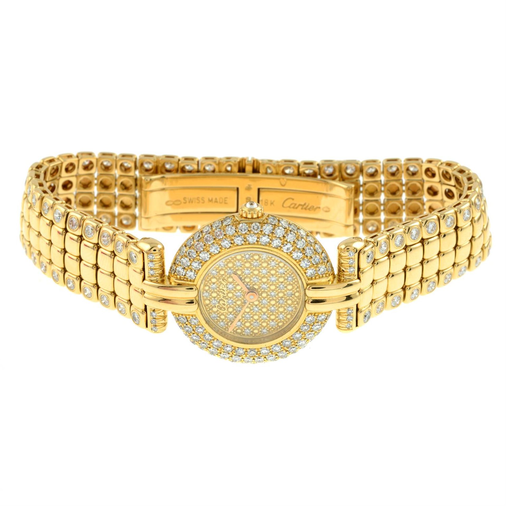 A lady's pavé-set diamond 'Colisee' wristwatch, by Cartier. - Image 3 of 5