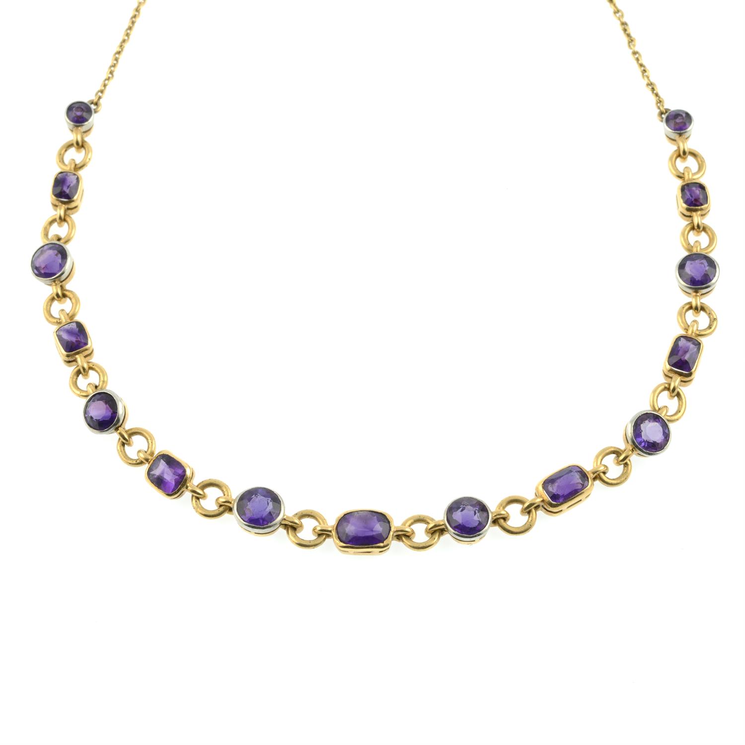 An early 20th century platinum and 18ct gold amethyst necklace. - Image 2 of 3