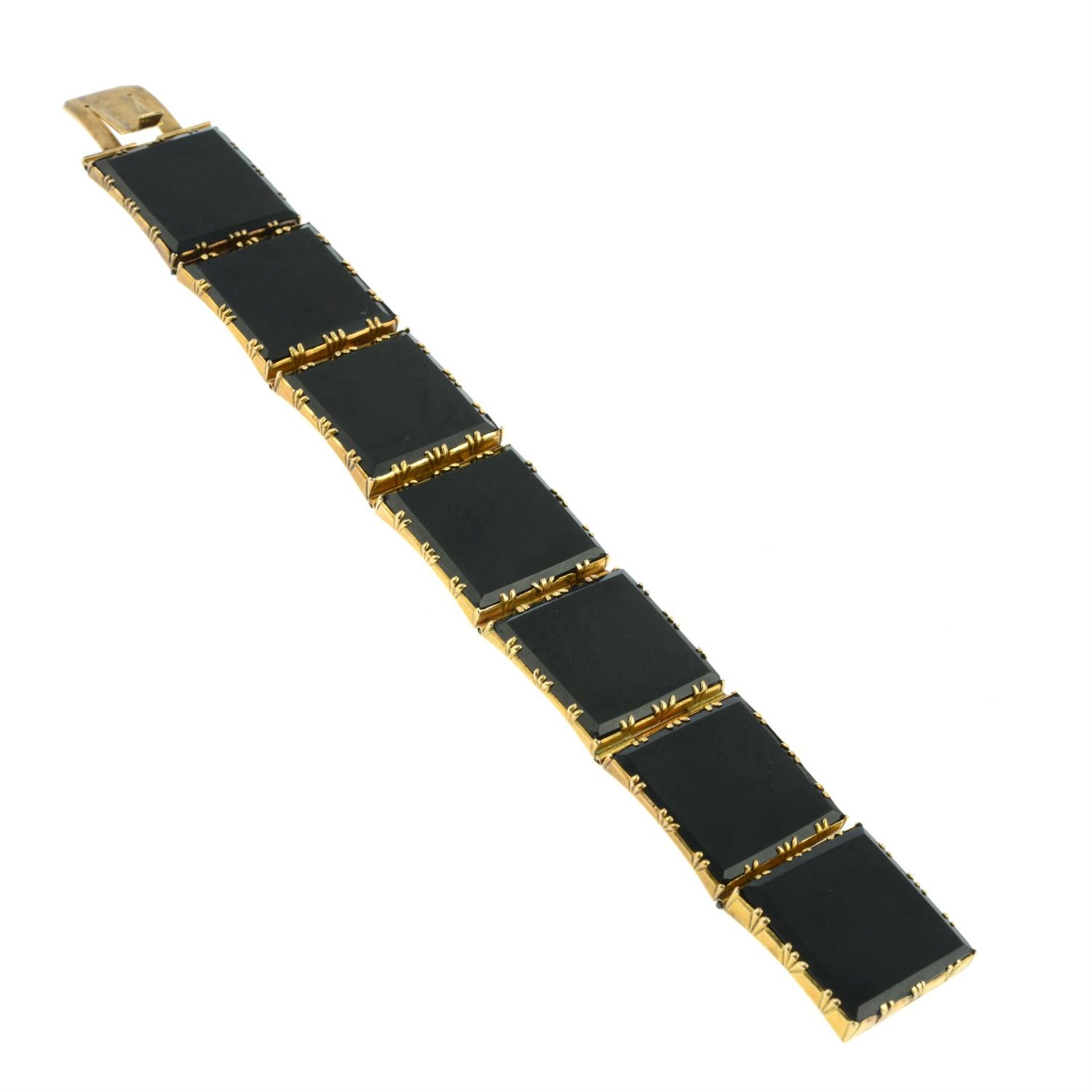 An early to mid 19th century gold black Vauxhall glass bracelet. - Image 3 of 4