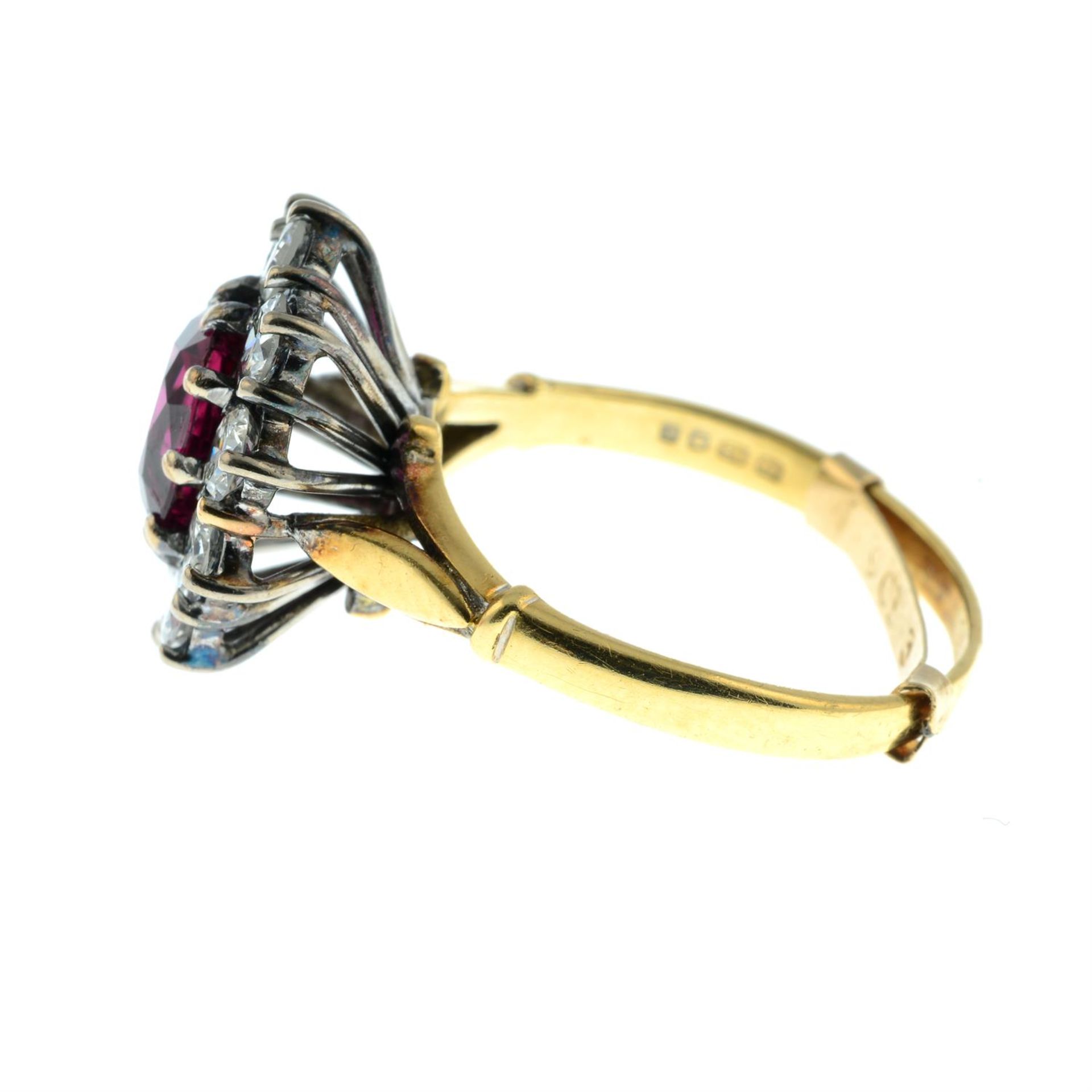 An 18ct gold ruby and brilliant-cut diamond cluster ring. - Image 3 of 5