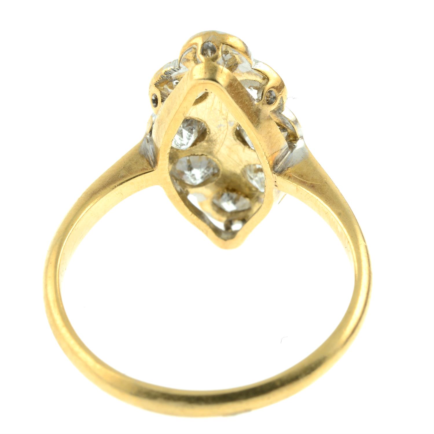 A late Victorian 18ct gold old-cut diamond scalloped marquise-shape ring. - Image 4 of 5