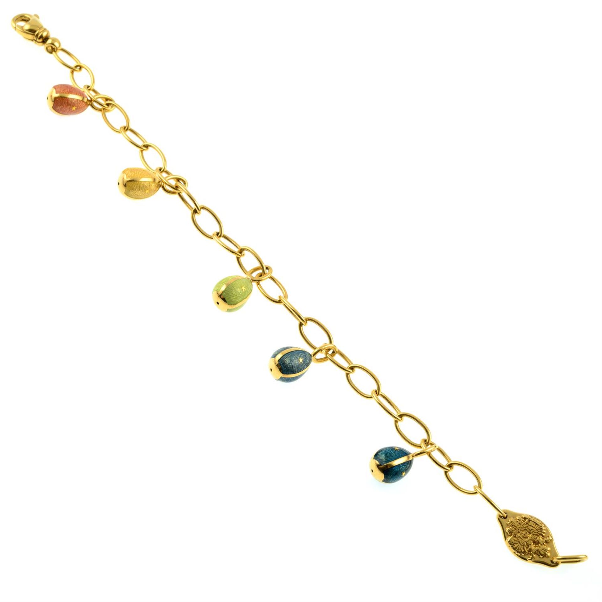 An 18ct gold enamel egg charm bracelet, by Fabergé. - Image 3 of 4