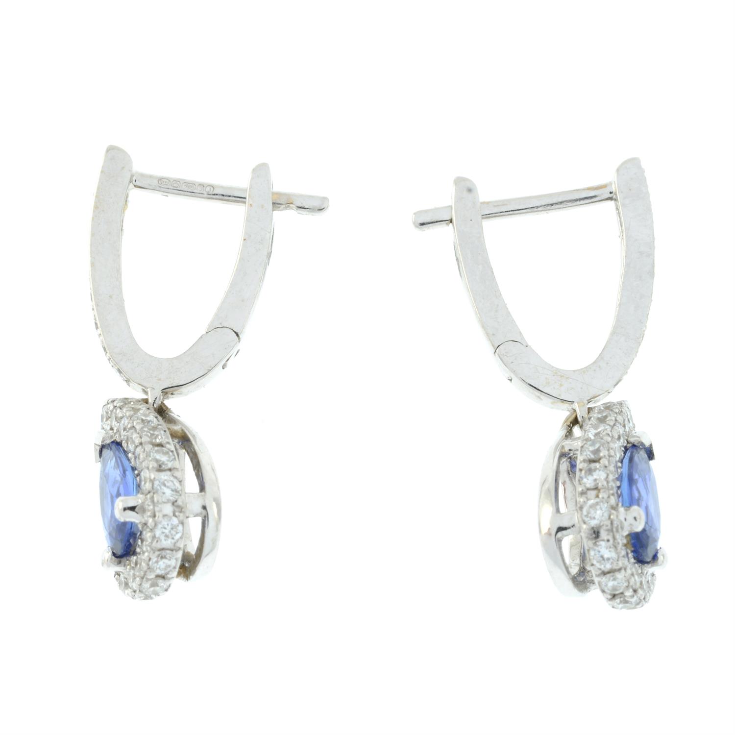 A pair of 18ct gold sapphire and brilliant-cut diamond earrings, by Mappin & Webb. - Image 4 of 4