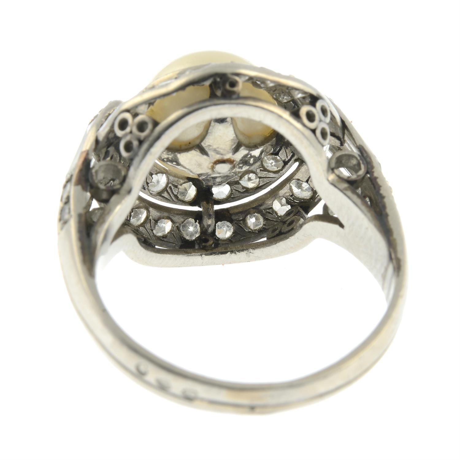 An early to mid 20th century platinum pearl, single and baguette-cut diamond dress ring. - Image 4 of 5