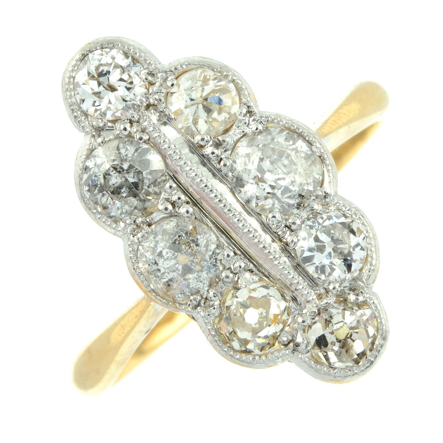 A late Victorian 18ct gold old-cut diamond scalloped marquise-shape ring. - Image 2 of 5