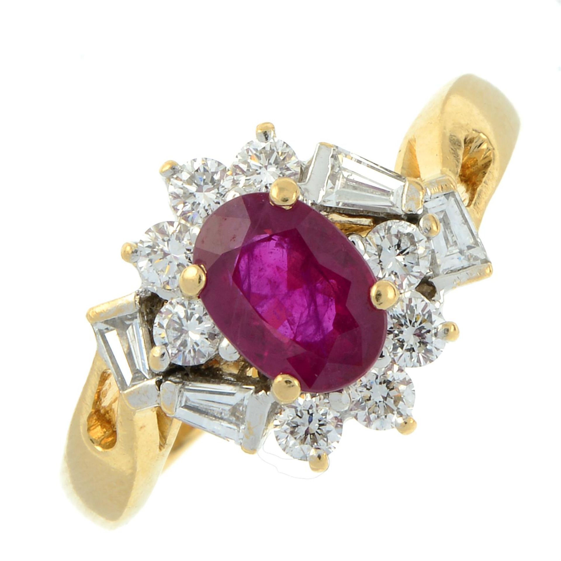 A ruby and vari-cut diamond cluster ring. - Image 2 of 5