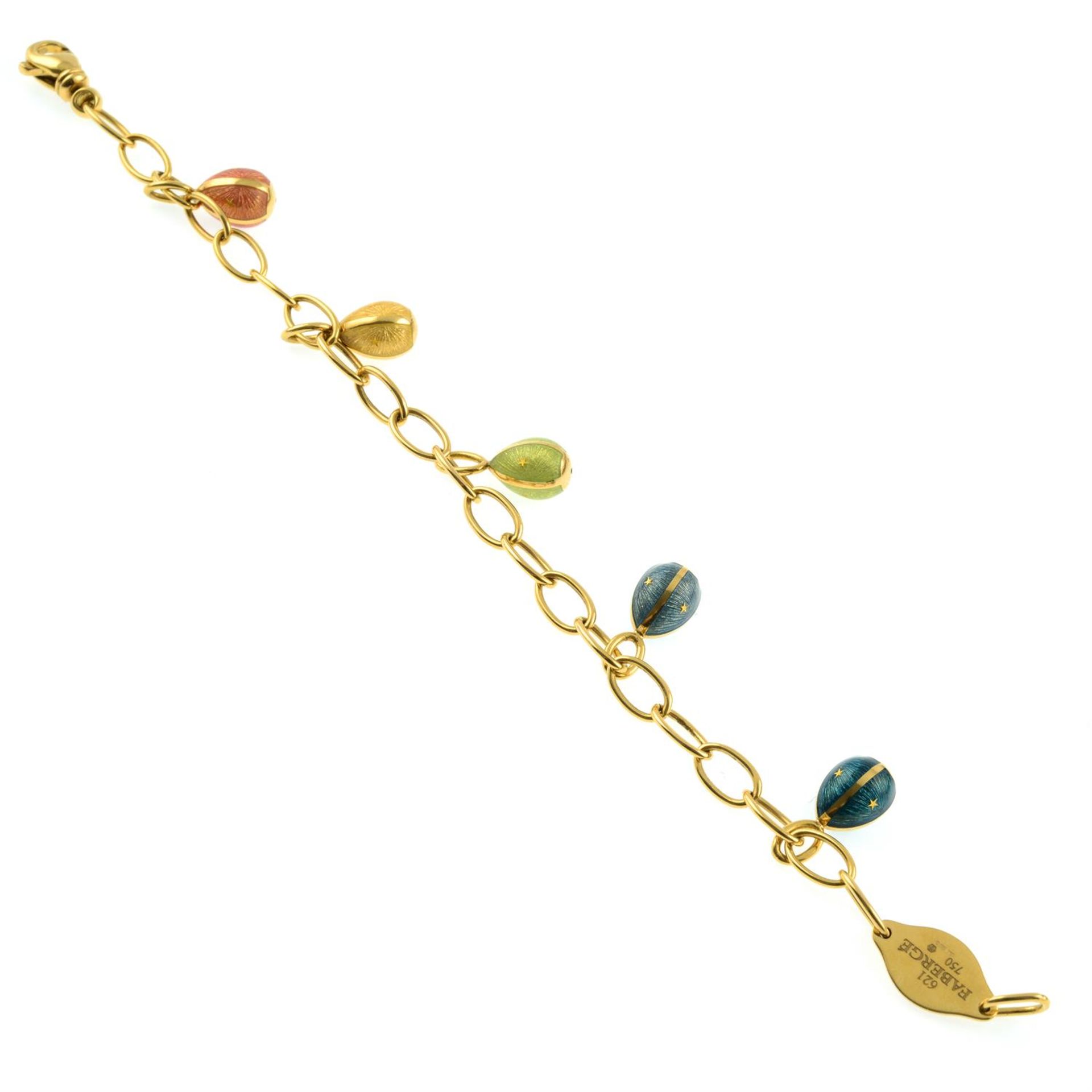 An 18ct gold enamel egg charm bracelet, by Fabergé. - Image 4 of 4