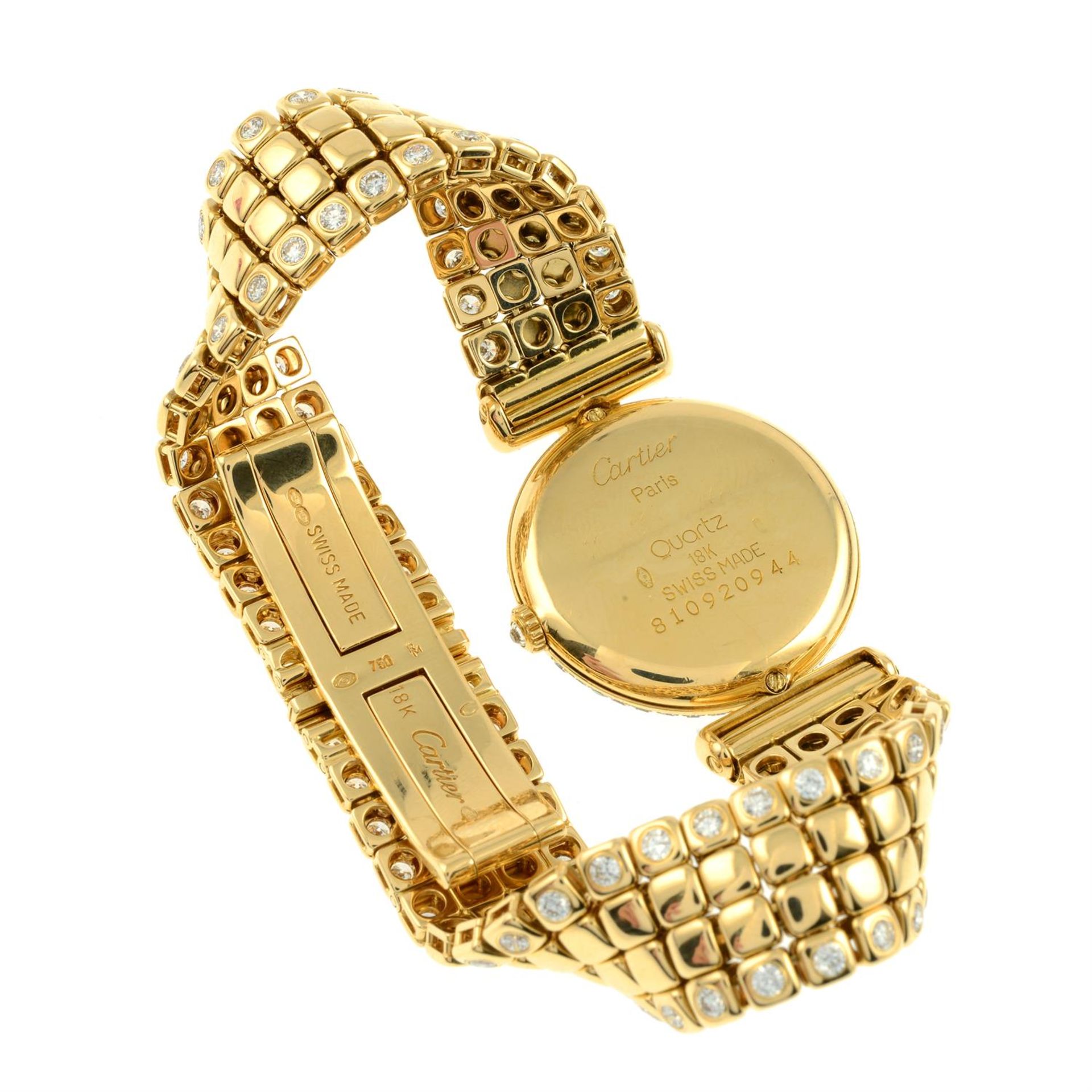 A lady's pavé-set diamond 'Colisee' wristwatch, by Cartier. - Image 4 of 5