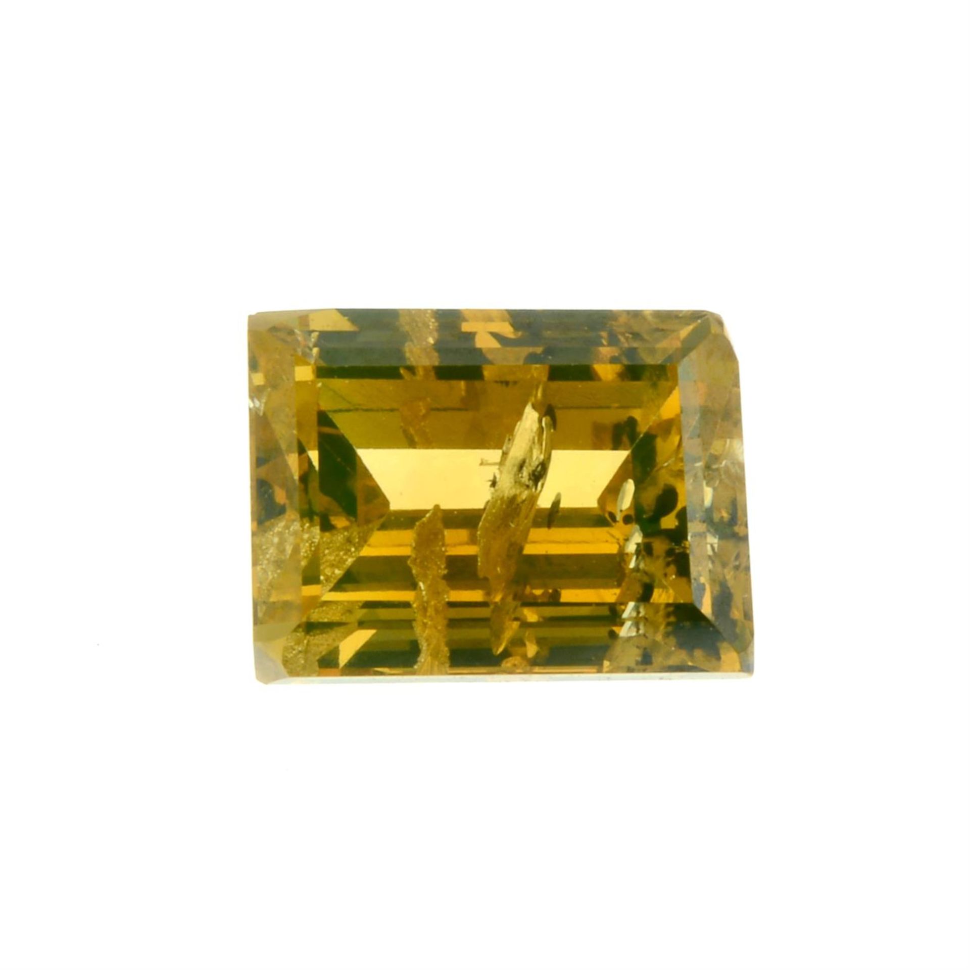 An emerald-cut diamond, weight 1.04cts.