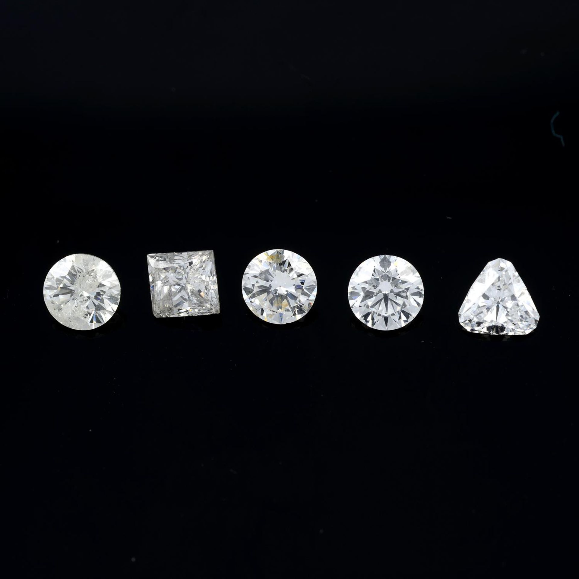 Five vari-cut diamonds, total weight 2.21cts.