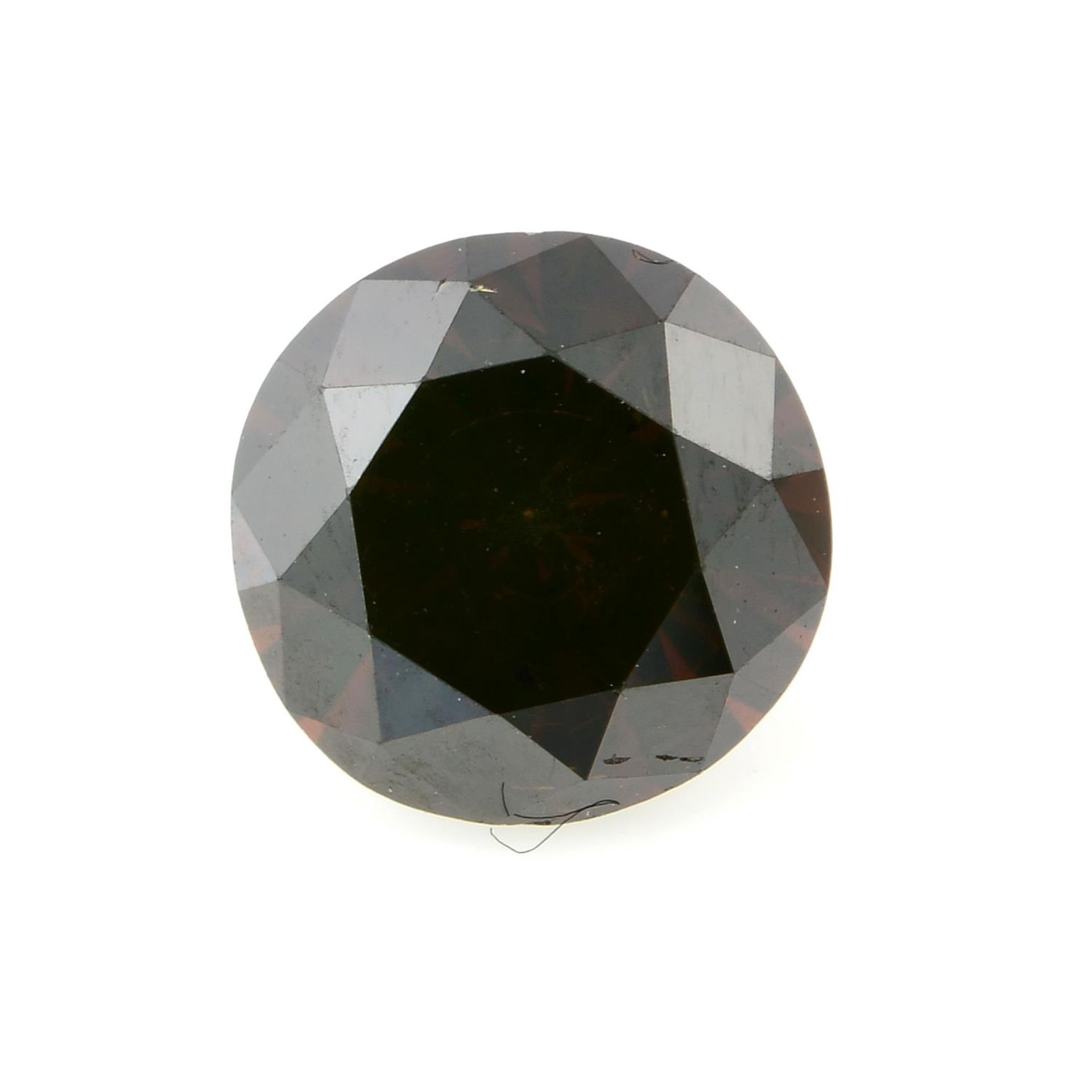 A round brilliant-cut 'brown' diamond, weight 1.98cts.