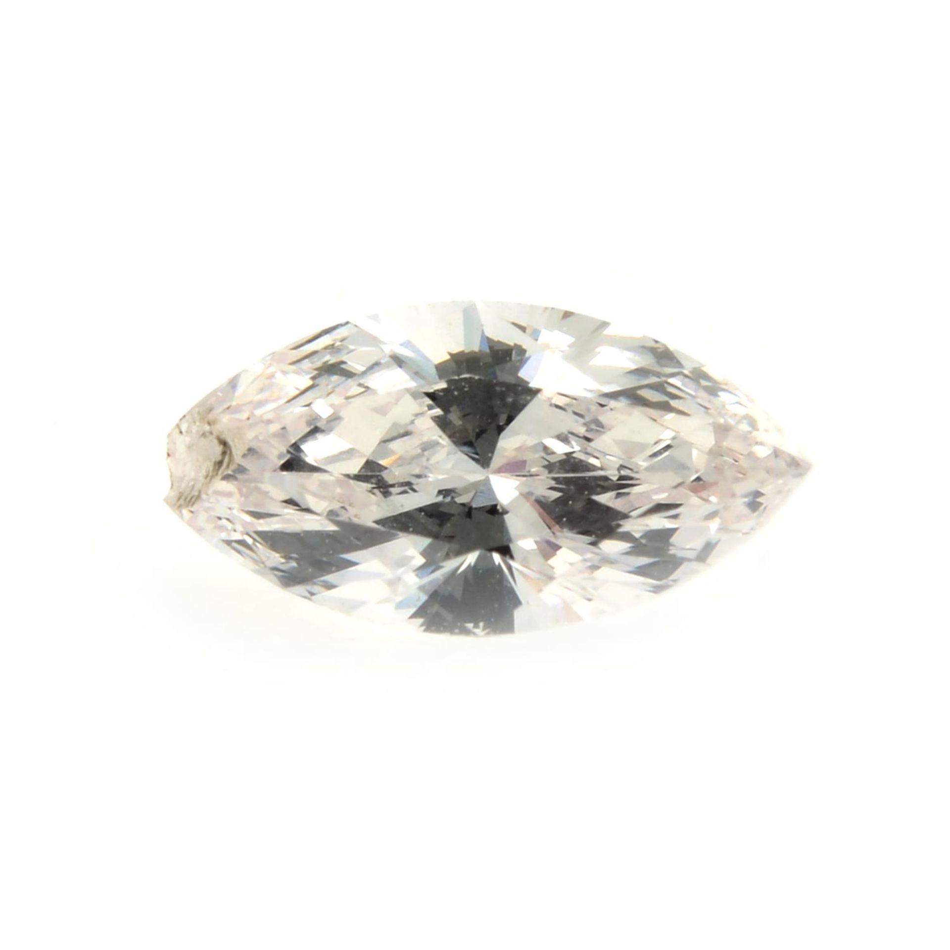 A marquise-shape 'pink' diamond, weight 0.30ct.