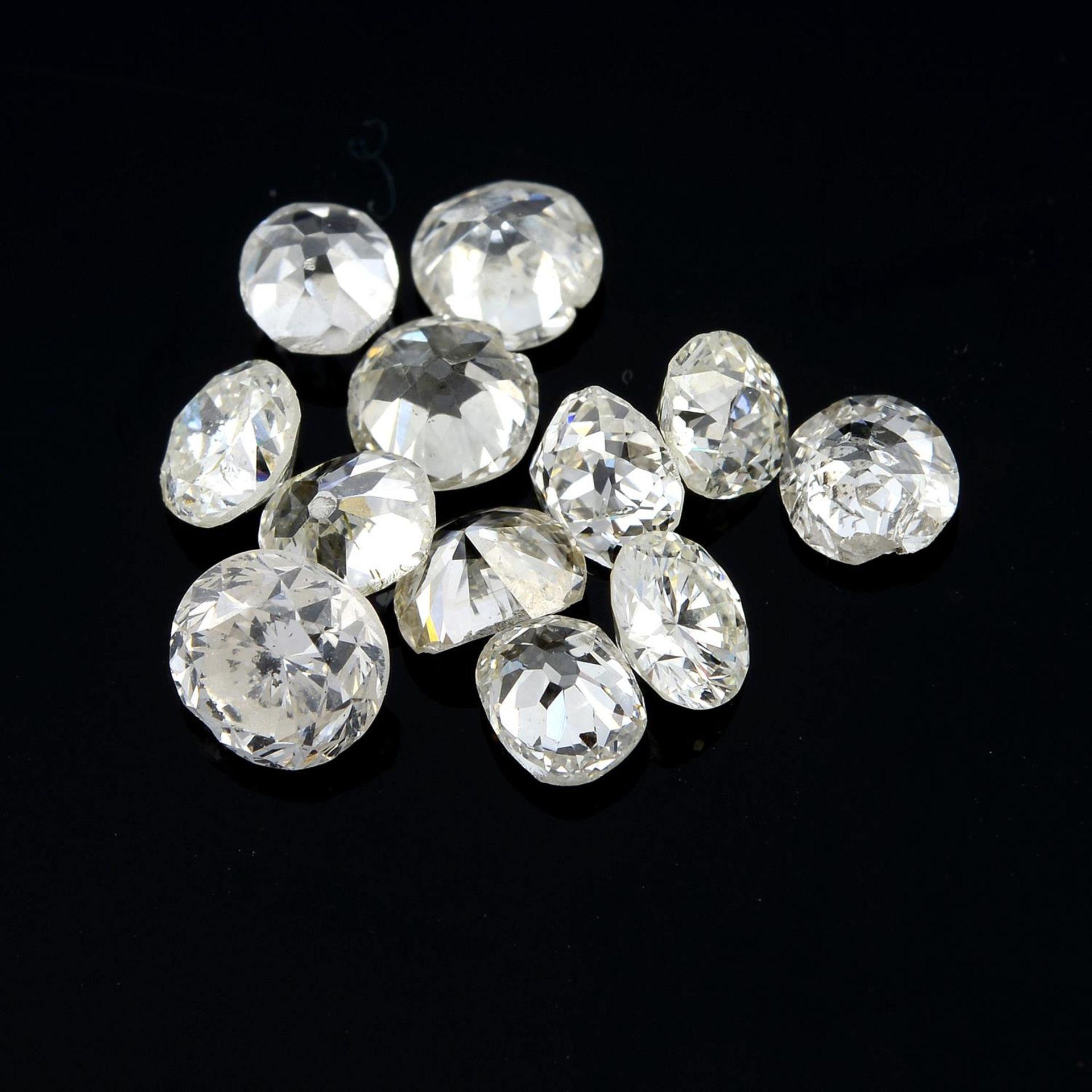 Twelve old-cut diamonds, total weight 3.29cts.