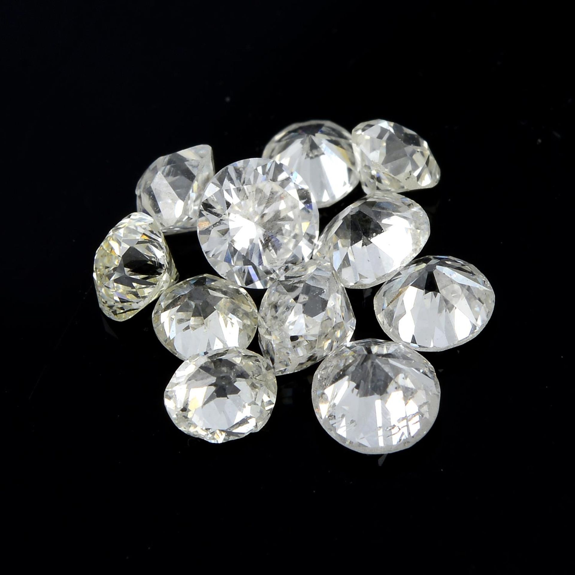 A selection of old-cut diamonds, total weight 1.75cts.