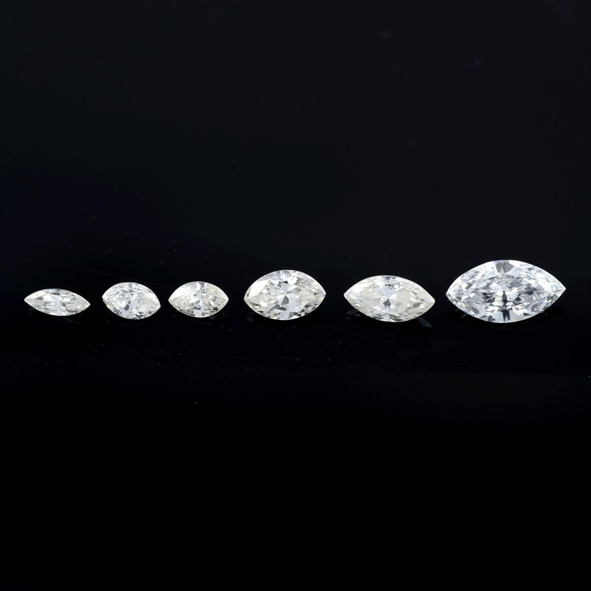 A selection of marquise-cut diamonds, approximate total weight 0.71ct.