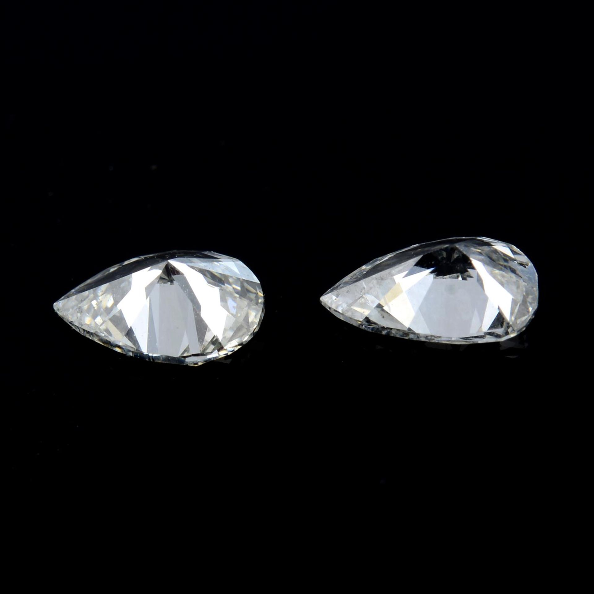 Two pear-shape diamonds, weight approximately 0.32ct and 0.33ct. - Image 2 of 2