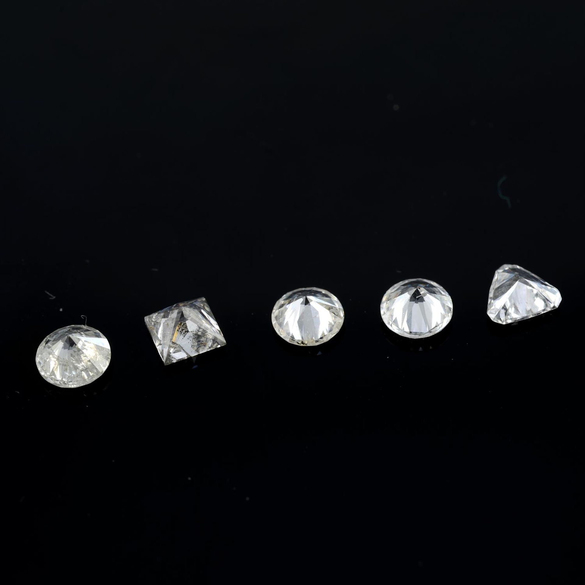 Five vari-cut diamonds, total weight 2.21cts. - Image 2 of 2