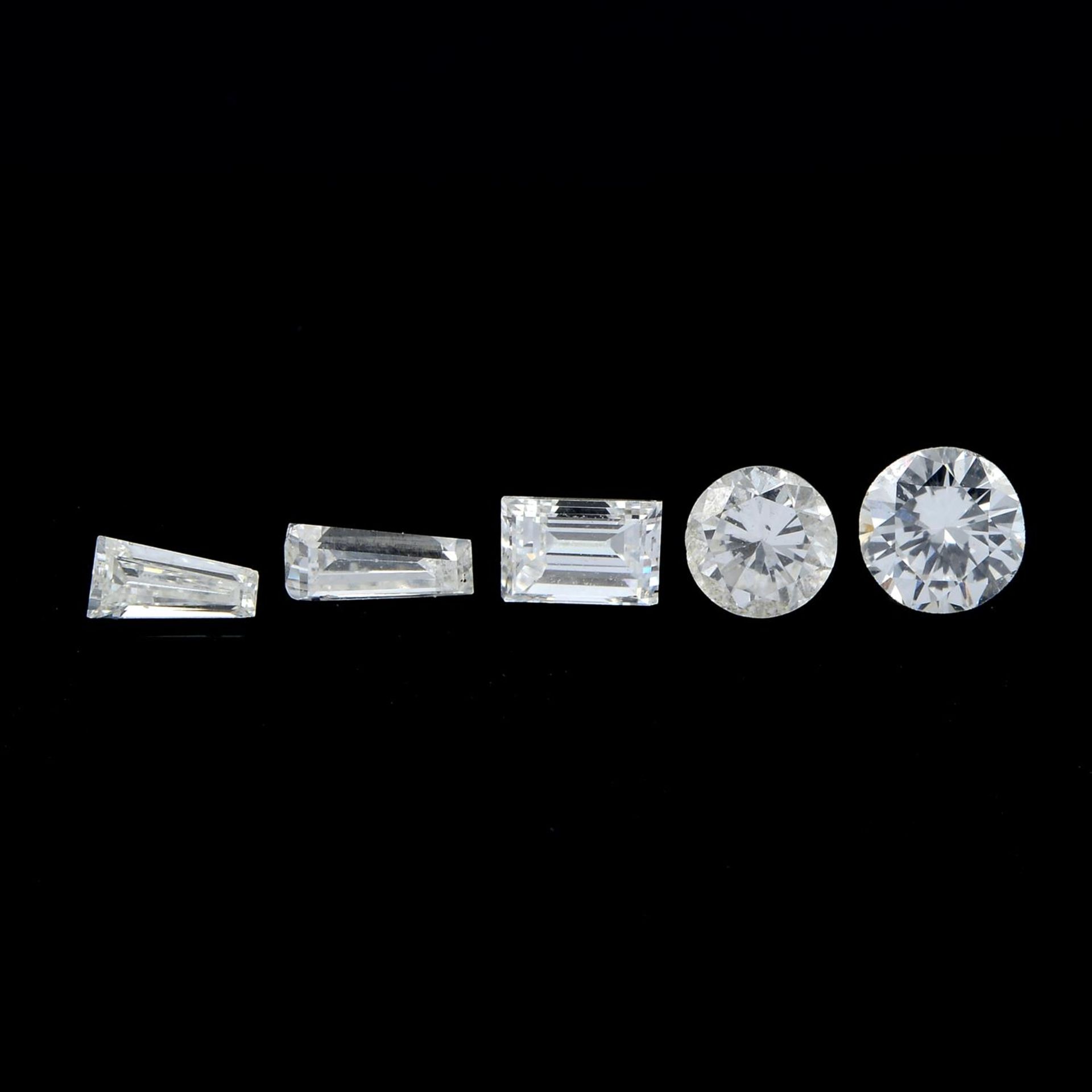 Five vari-cut diamonds, total weight 0.55ct.