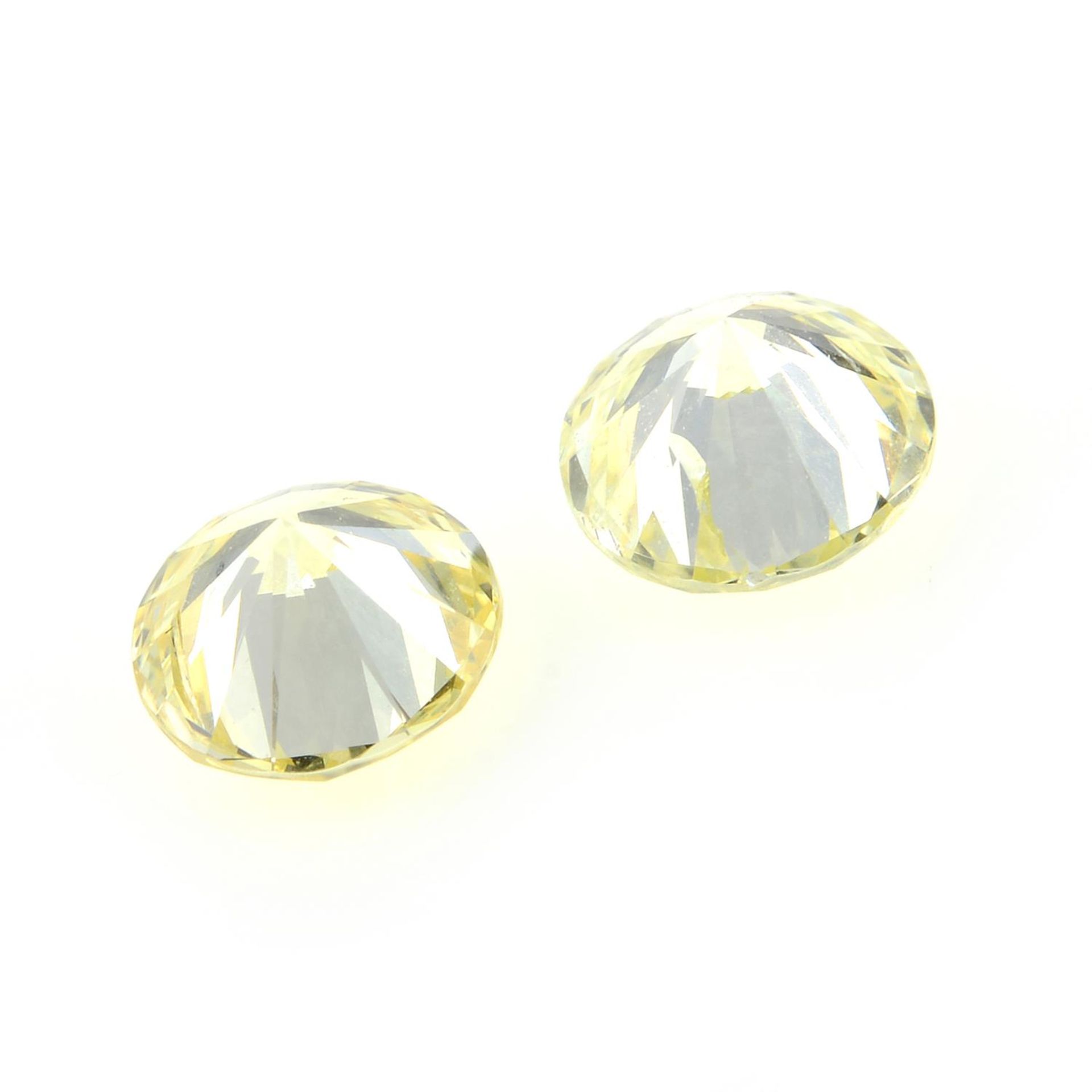 A pair of round brilliant-cut diamonds, weight 0.33ct and 0.30ct. - Image 2 of 2