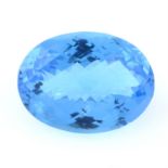 A fancy oval-shape blue topaz, weight 92.50cts.