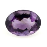 An oval-shape amethyst, weight 29.88cts.