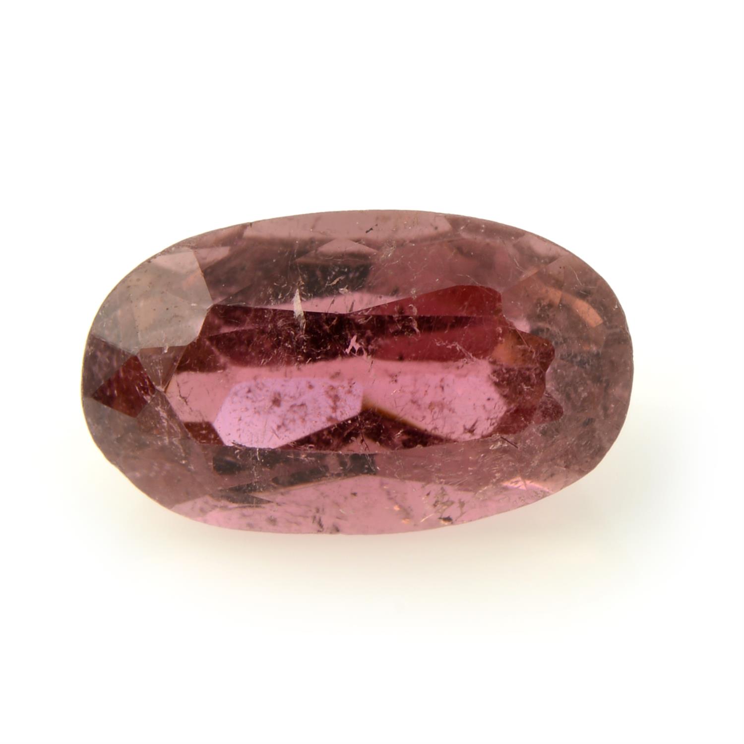An oval-shape pink tourmaline, weighing 2.34cts.