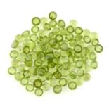 A selection of circular-shape peridot cabochons, total weight 73.65cts.