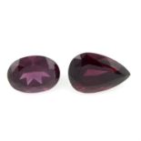 Two vari-shape red garnets, total weight 14.03cts.