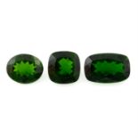 Three green vari-shape chrome diopside, total weight 14.06cts.