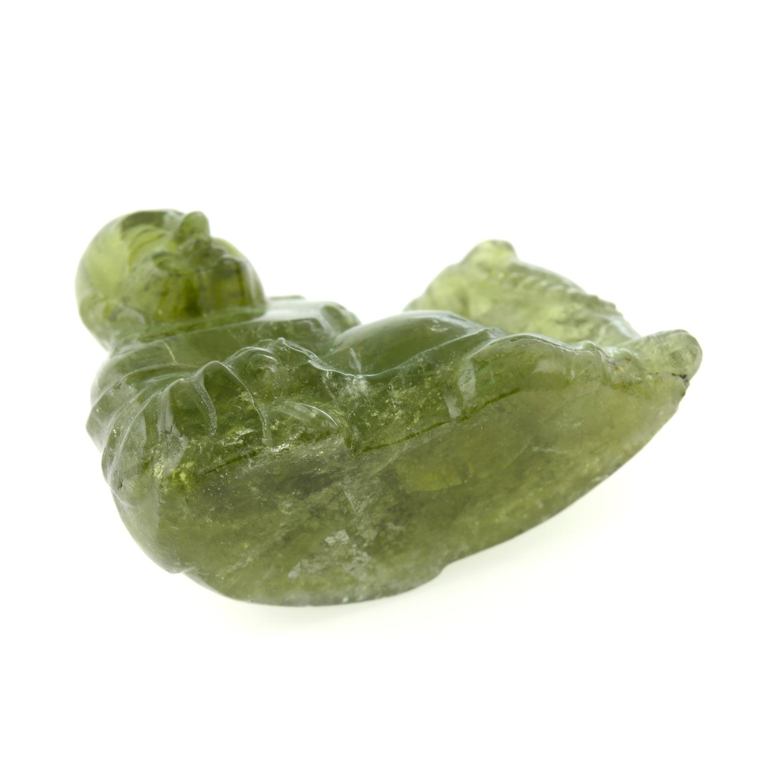 A green carved Buddha tourmaline, weight 53.93cts. - Image 2 of 2