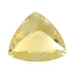 A triangular-shape citrine, weight 98.17cts.